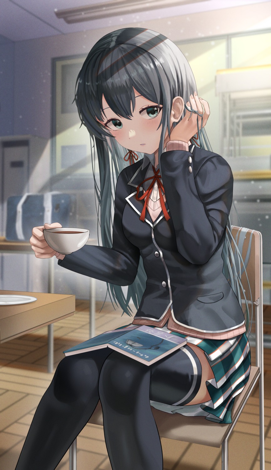 seifuku silvertsuki1 sweater thighhighs yahari_ore_no_seishun_lovecome_wa_machigatteiru. yukinoshita_yukino