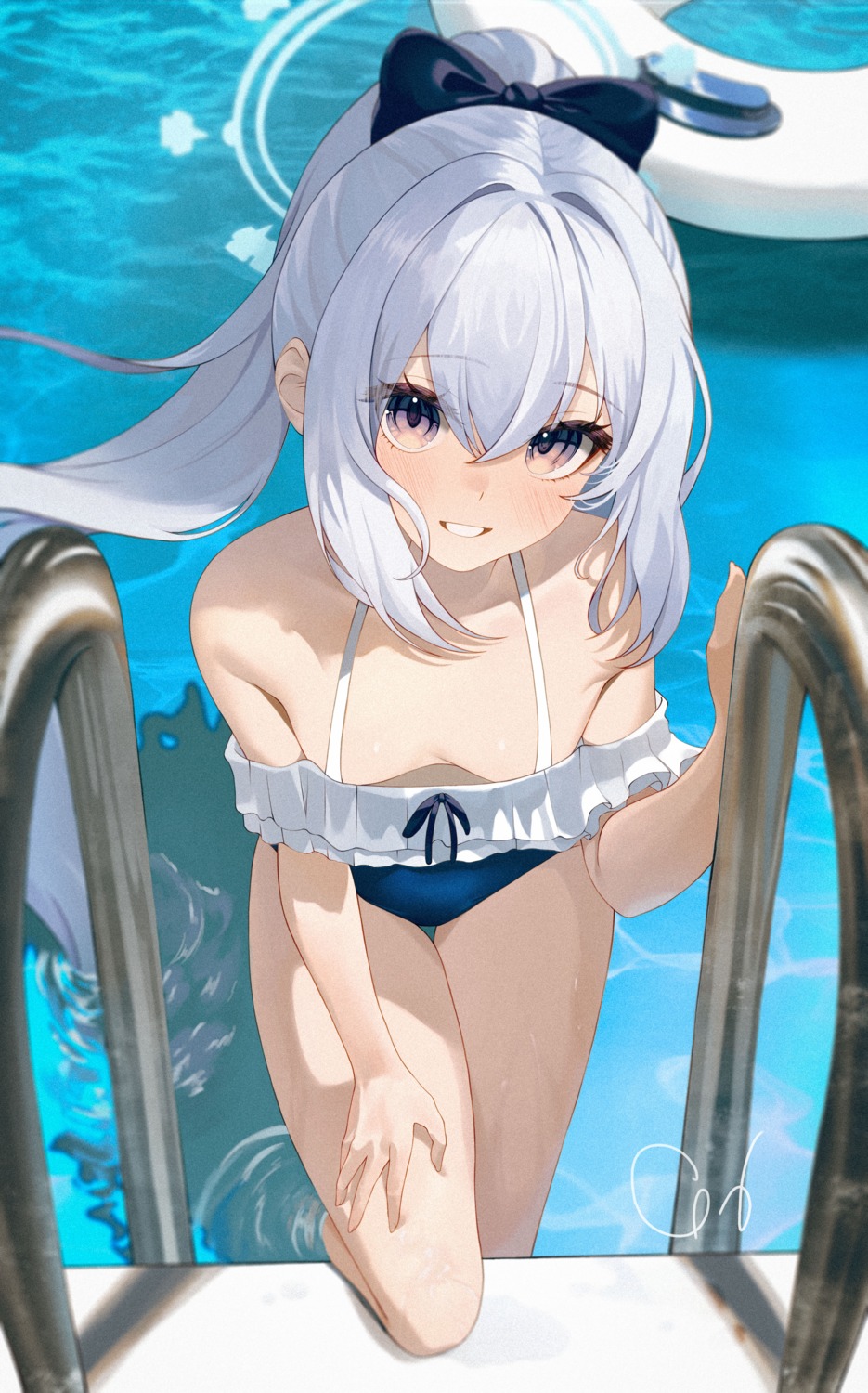 blue_archive halo loli swimsuits tsukiyuki_miyako wet wute5733