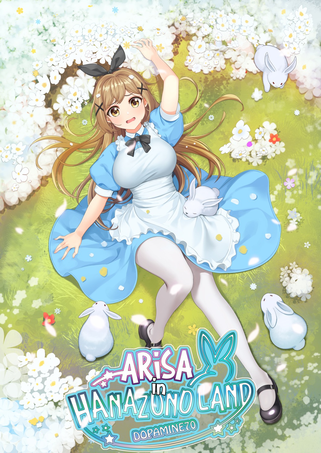 alice alice_in_wonderland bang_dream! dopamine70 dress ichigaya_arisa pantyhose parody skirt_lift