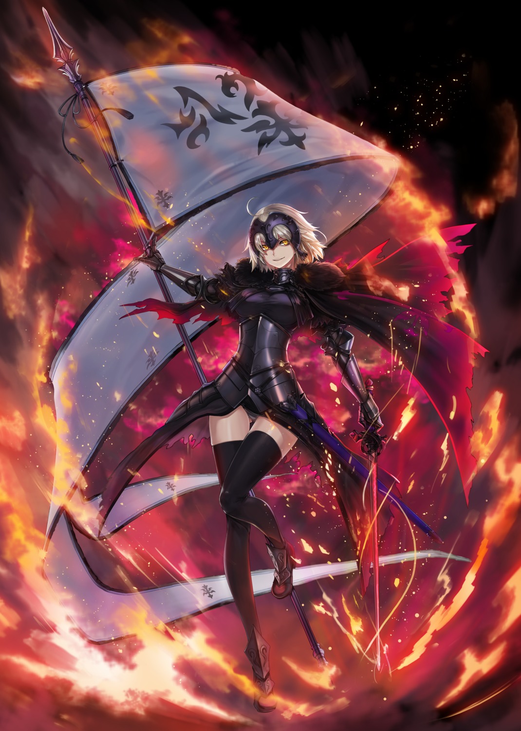 armor fate/grand_order heels hellma123 jeanne_d'arc jeanne_d'arc_(alter)_(fate) sword thighhighs