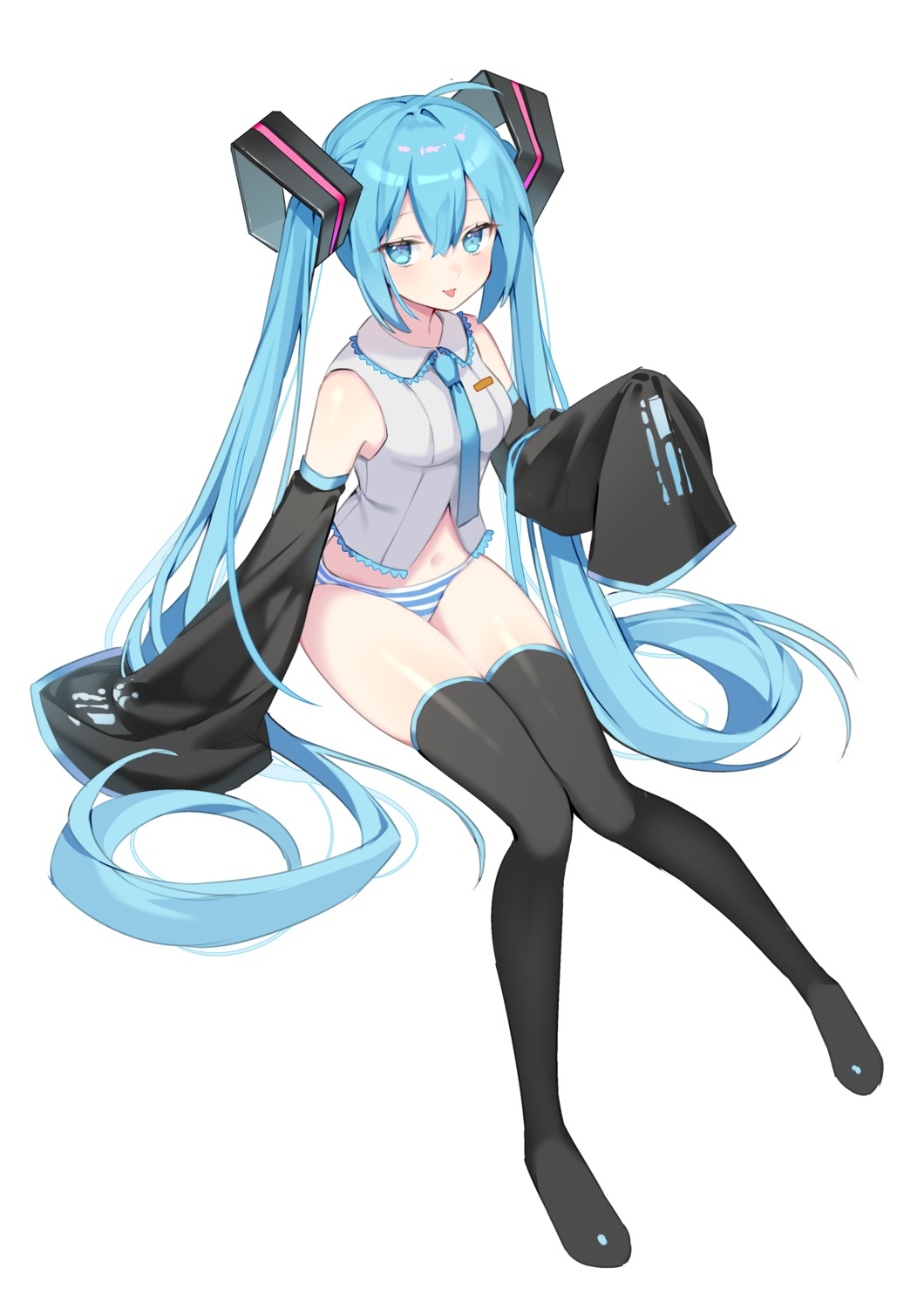 fei_(songyijie) hatsune_miku pantsu shimapan thighhighs vocaloid