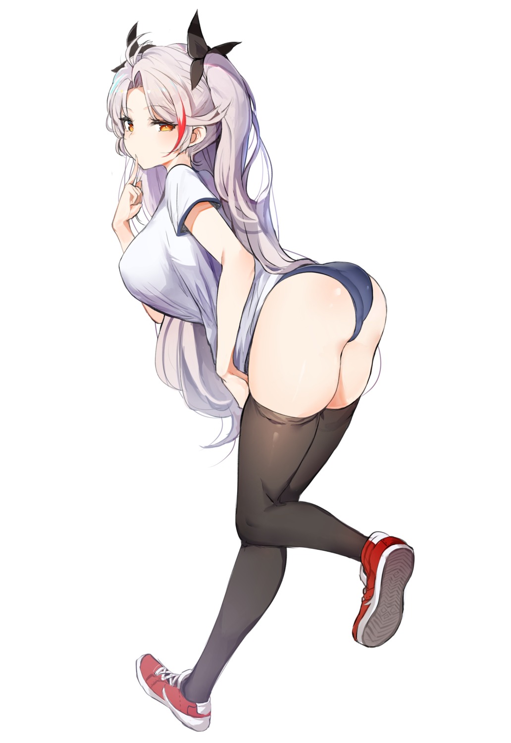 ass azur_lane buruma gym_uniform mengda prinz_eugen_(azur_lane) thighhighs