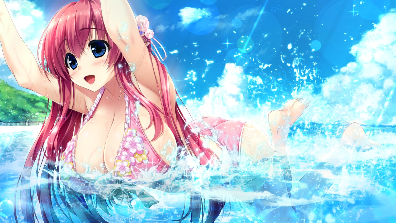 ass bikini cleavage clochette feet game_cg harugasaki_kanau haruru_minamo_ni! shintarou swimsuits wet