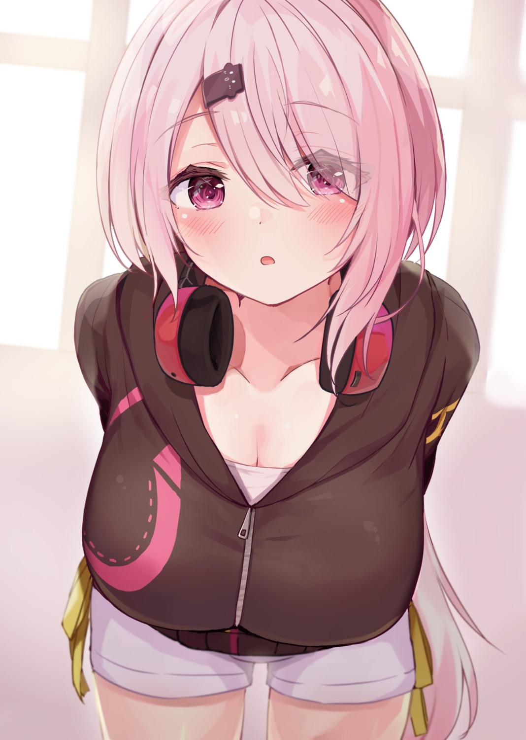 cleavage headphones nijisanji nijisanji_gamers racchi. shiina_yuika sweater