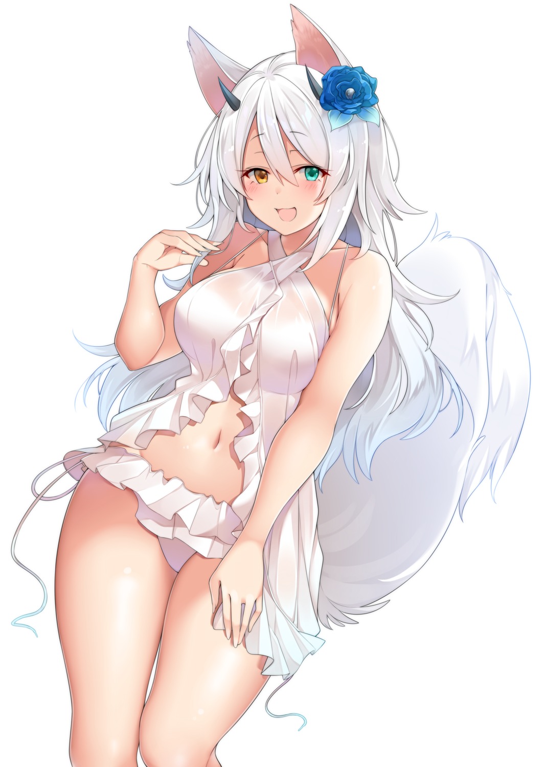 animal_ears heterochromia horns lingerie matsunoki pantsu see_through string_panties tail