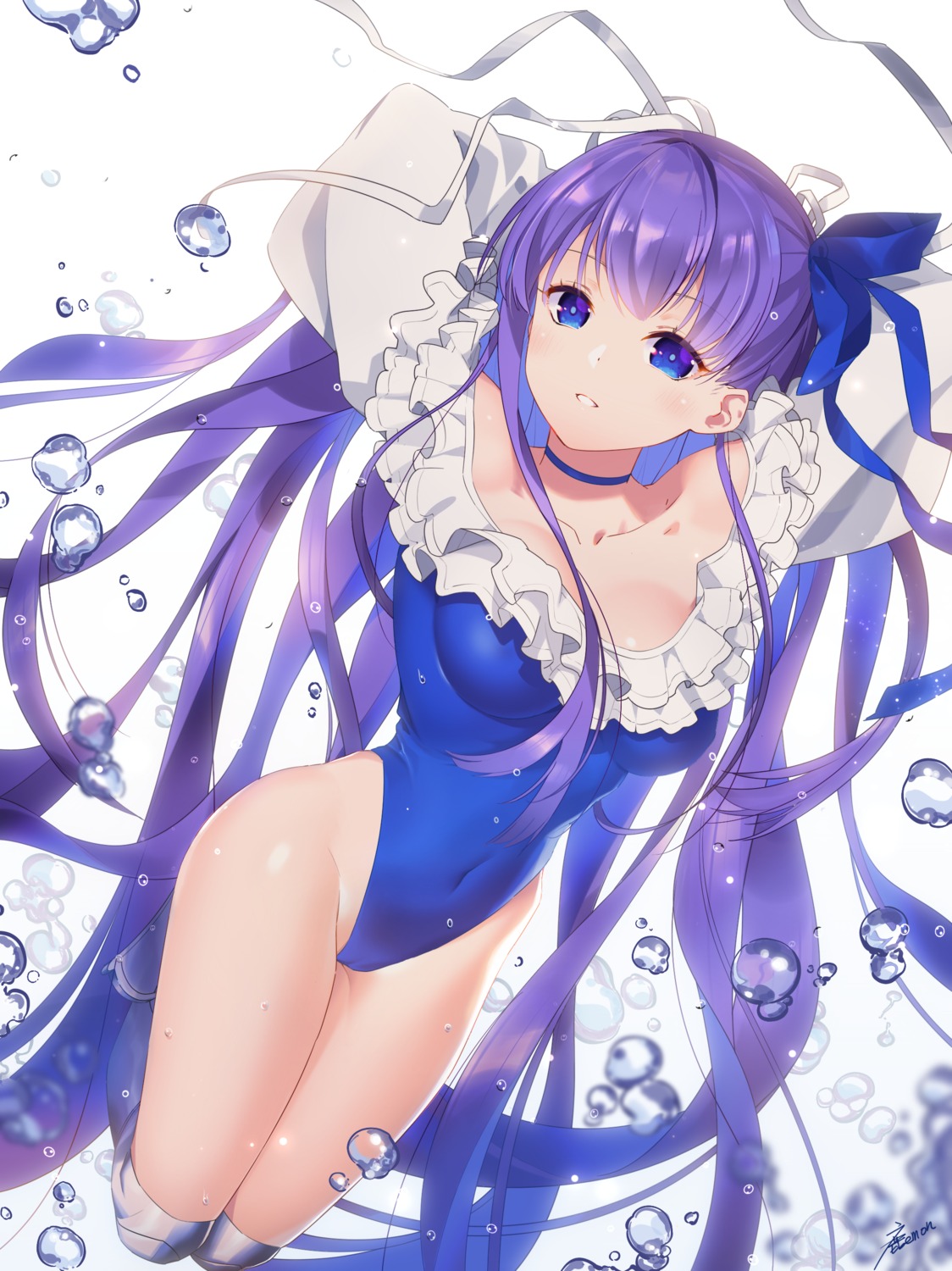 cameltoe cleavage fate/grand_order meltryllis shikaemon swimsuits thighhighs