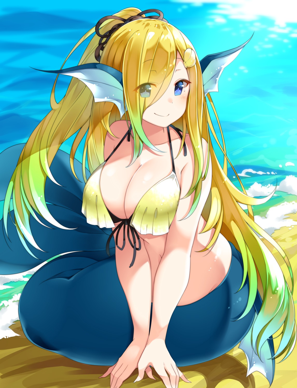 bikini_top cleavage matsunoki mermaid monster_girl swimsuits tail