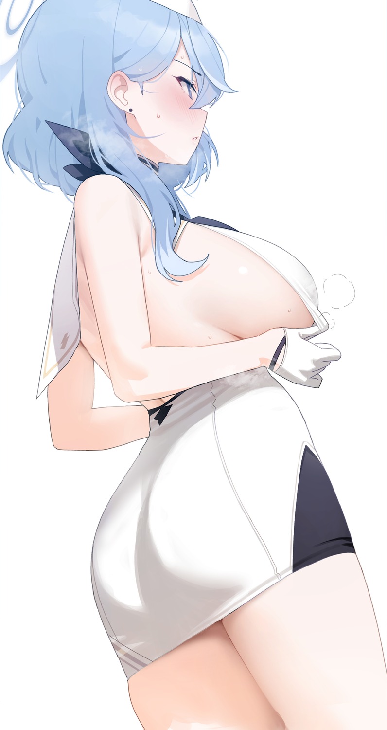 amau_ako ass blue_archive halo mochirong no_bra undressing uniform