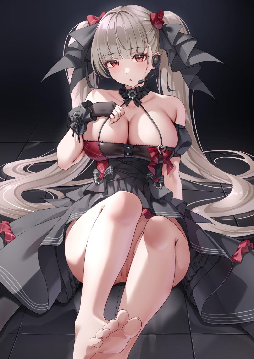 azur_lane censored classic_(zildjian33) feet formidable_(azur_lane) lolita_fashion no_bra nopan pussy skirt_lift