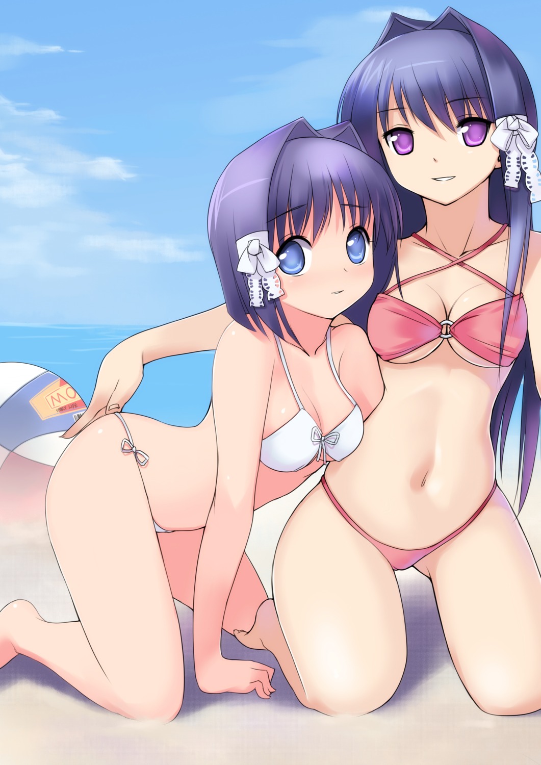 bikini clannad cleavage fujibayashi_kyou fujibayashi_ryou swimsuits underboob yykuaixian