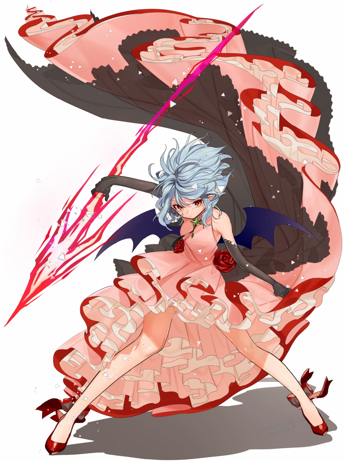 dress gotoh510 pointy_ears remilia_scarlet touhou weapon wings
