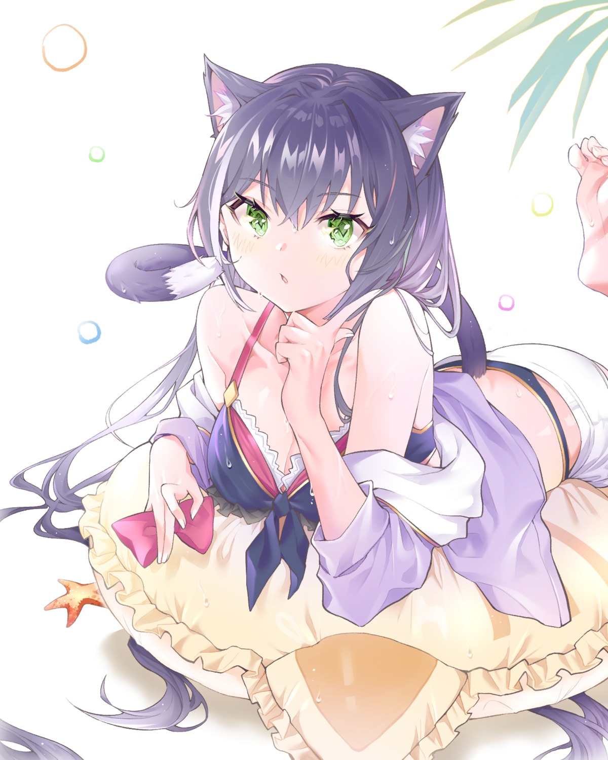 animal_ears bra cleavage cpqm karyl_(princess_connect) open_shirt pantsu princess_connect princess_connect!_re:dive tail