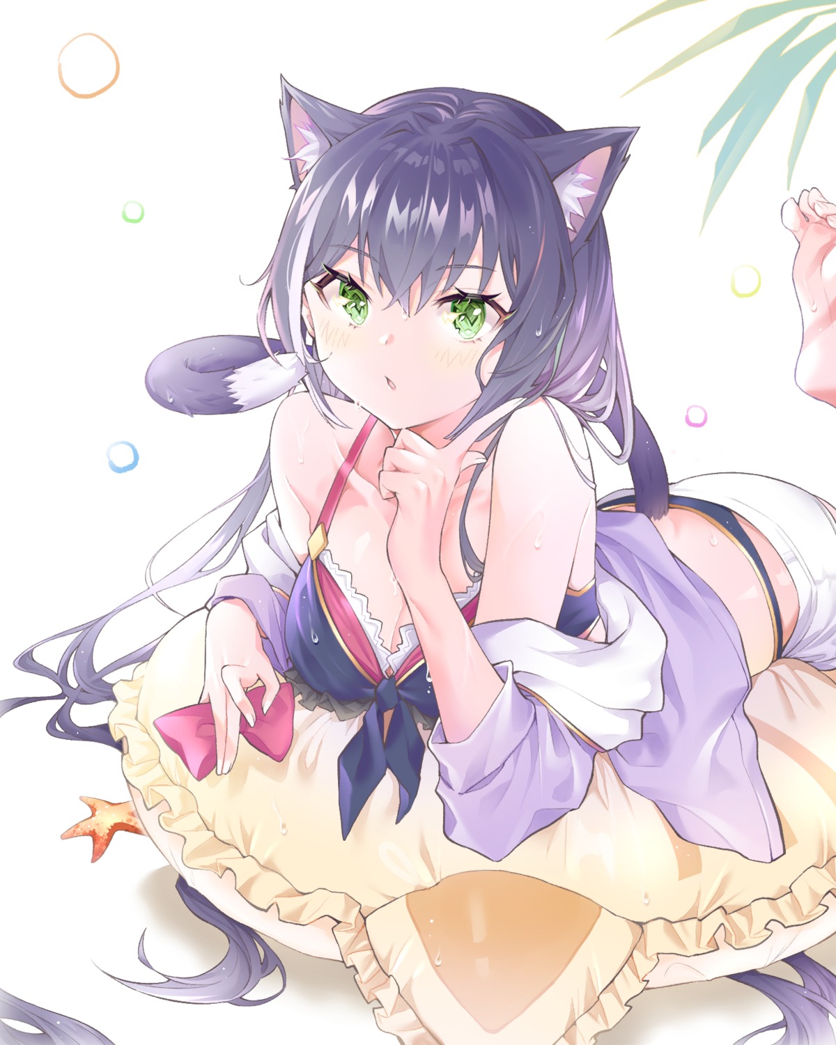 animal_ears bra cleavage cpqm karyl_(princess_connect) open_shirt pantsu princess_connect! princess_connect!_re:dive tail