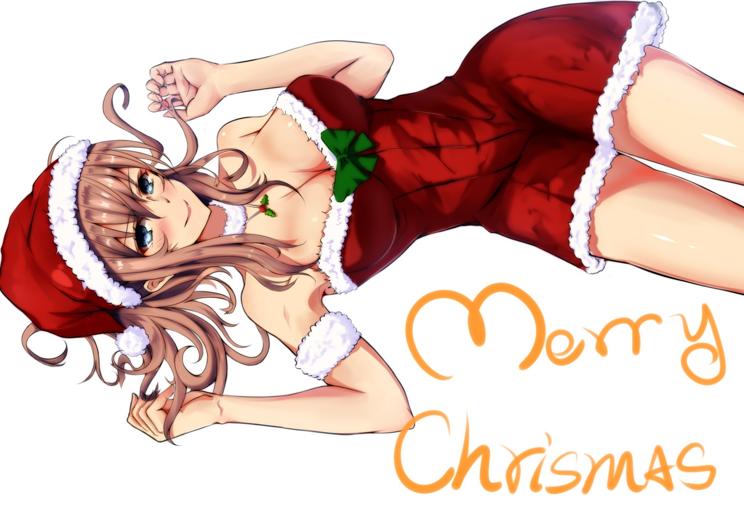 christmas cleavage dress kantai_collection saratoga_(kancolle) subber