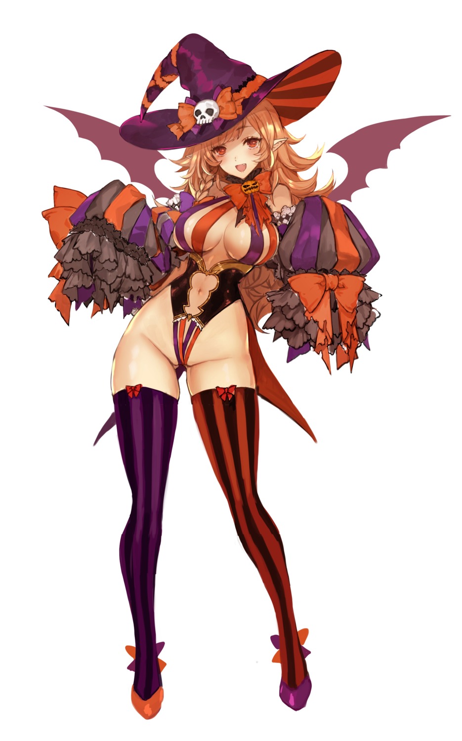 apt halloween leotard no_bra pointy_ears thighhighs wings witch