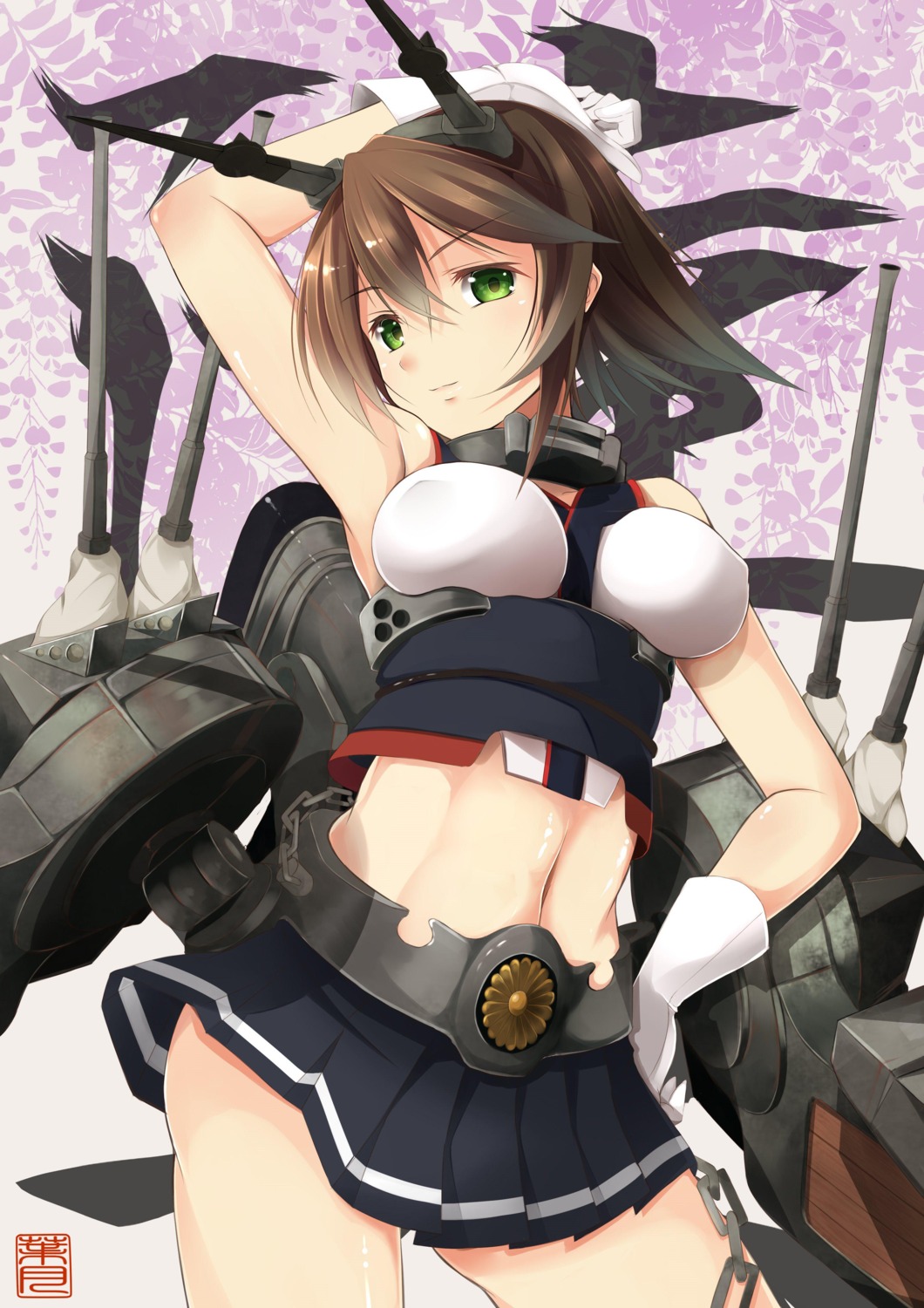 erect_nipples hazuki_gyokuto kantai_collection mutsu_(kancolle) weapon