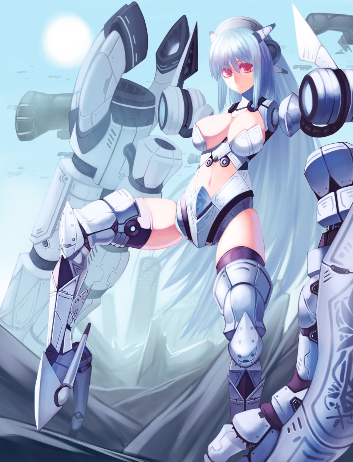 doku-chan_(dokkudokudoku) mecha_musume no_bra thighhighs