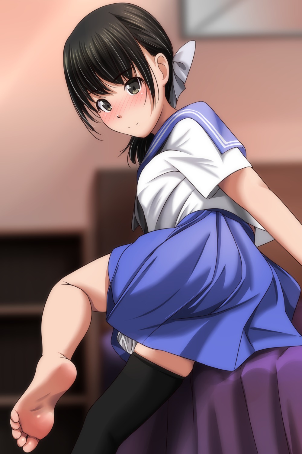 feet matsunaga_kouyou seifuku thighhighs