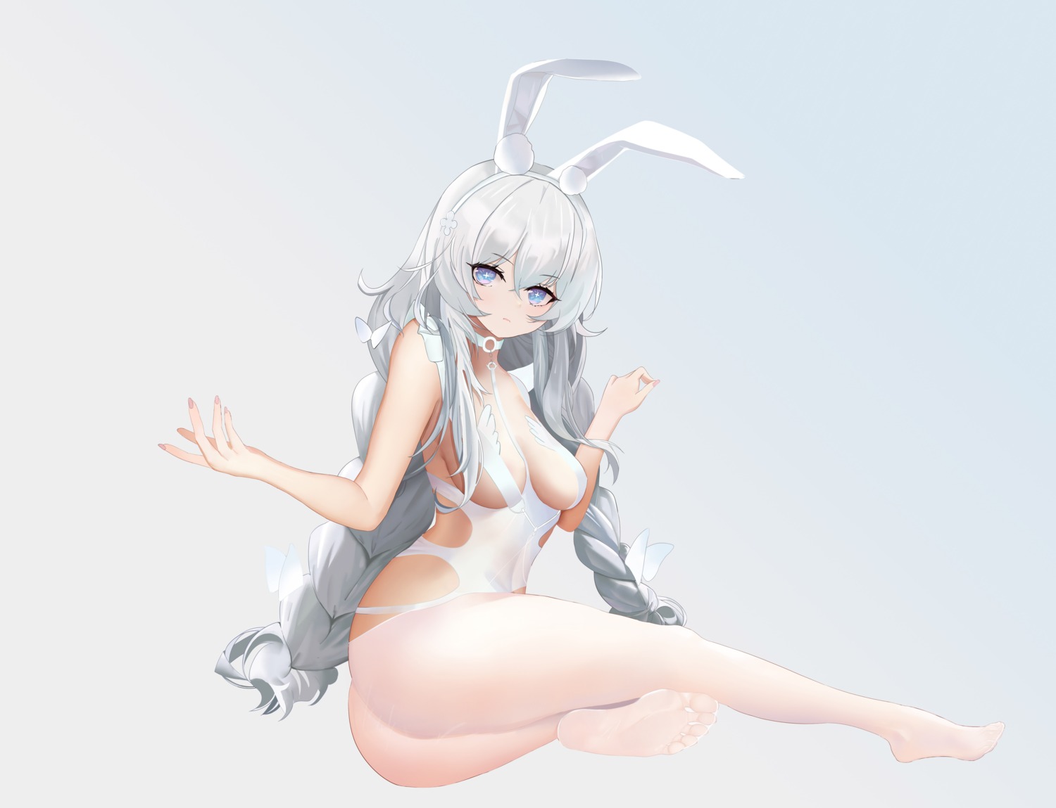 animal_ears ass azur_lane bunny_ears bunny_girl changgong le_malin_(azur_lane) no_bra pantyhose