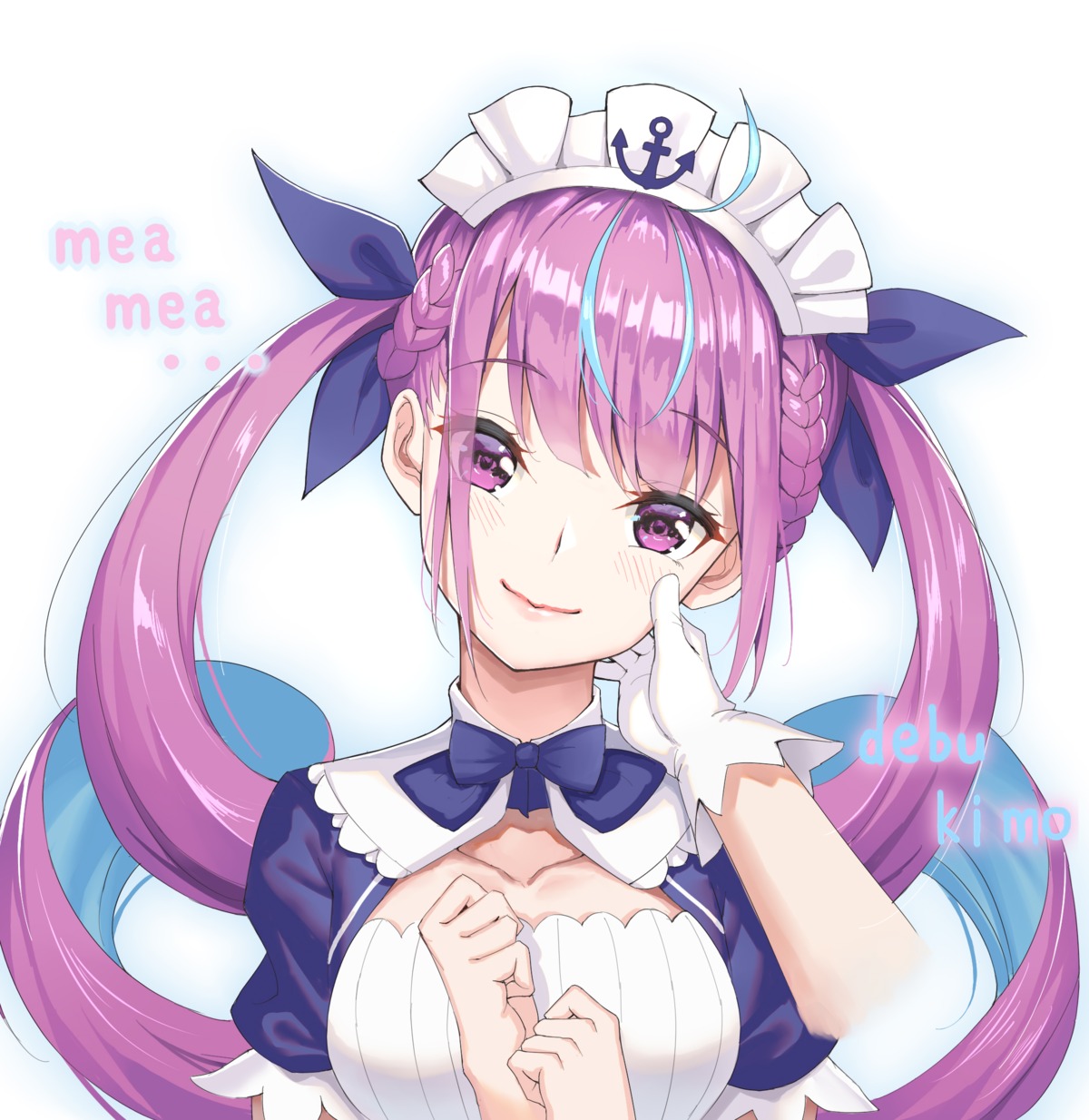 breast_hold hololive hongye_feixue maid minato_aqua