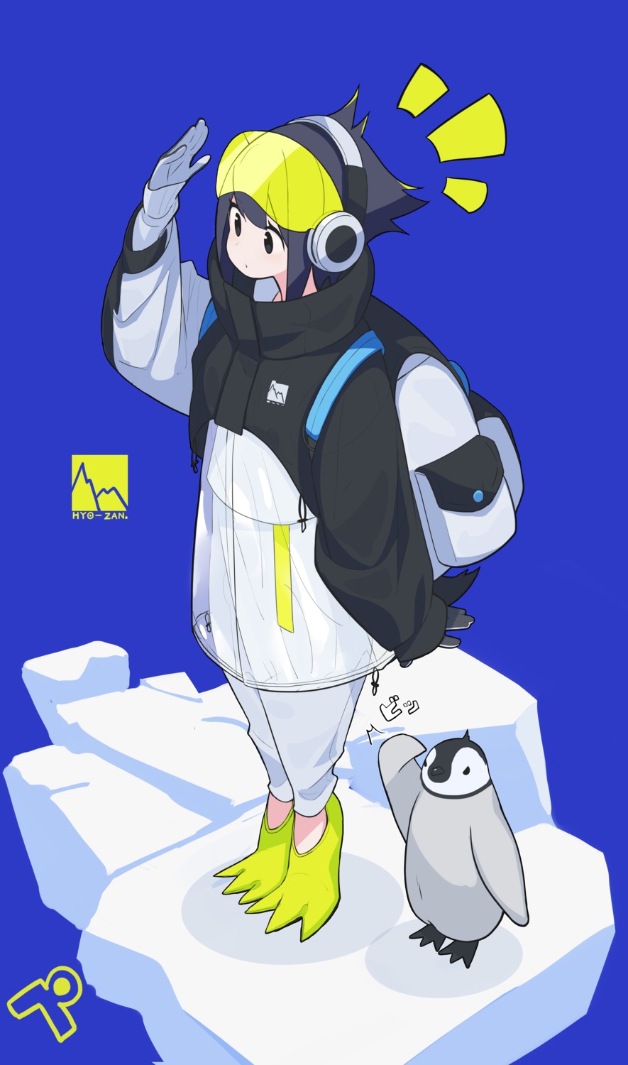fami_(yellow_skies) headphones penguin