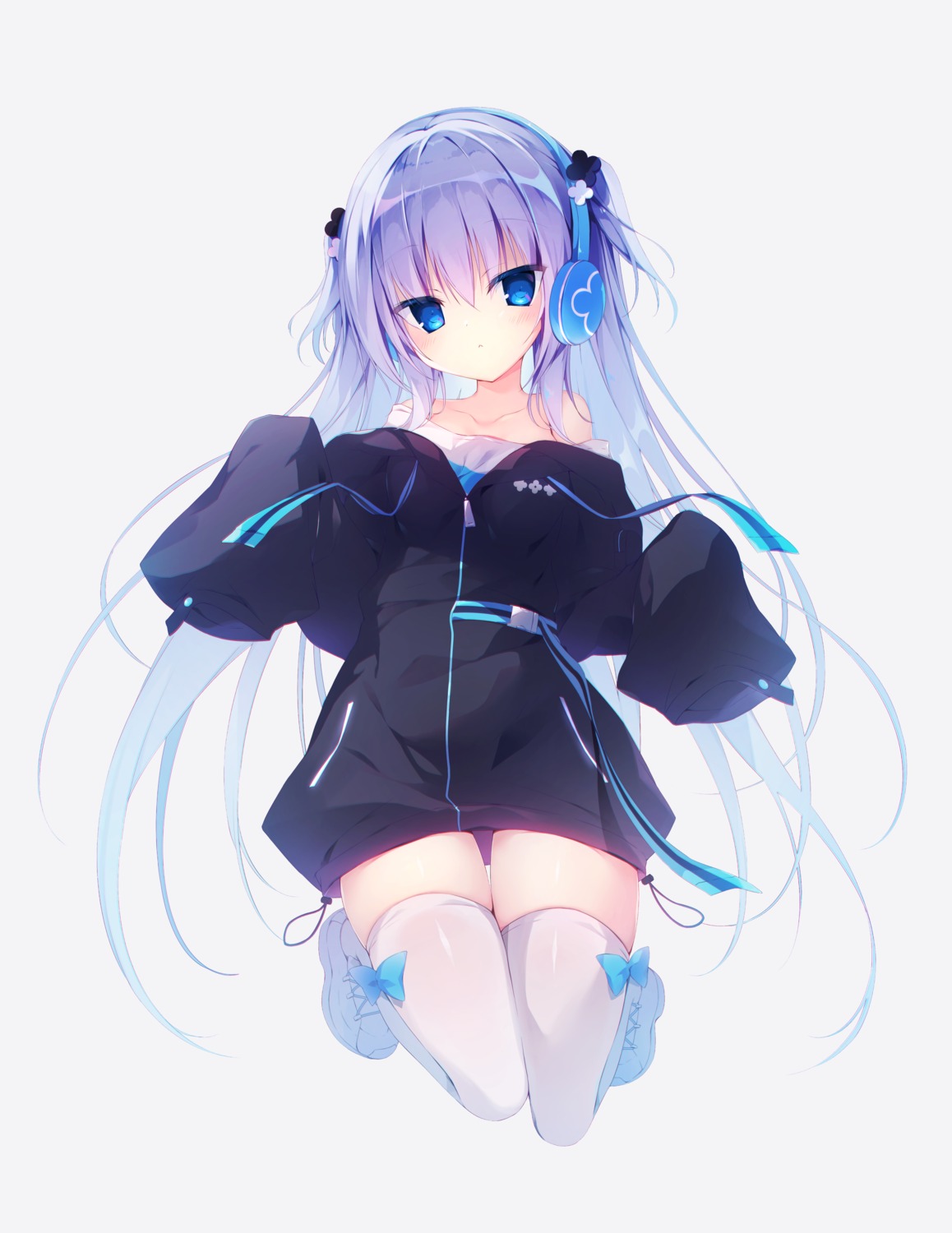 aisu_mint headphones muku_(apupop) no_bra thighhighs