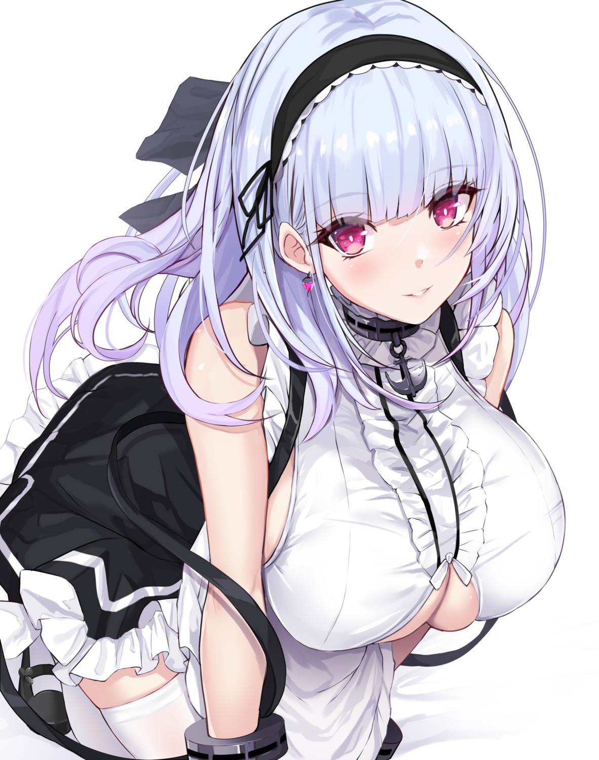 azur_lane dido_(azur_lane) maid no_bra thighhighs untsue