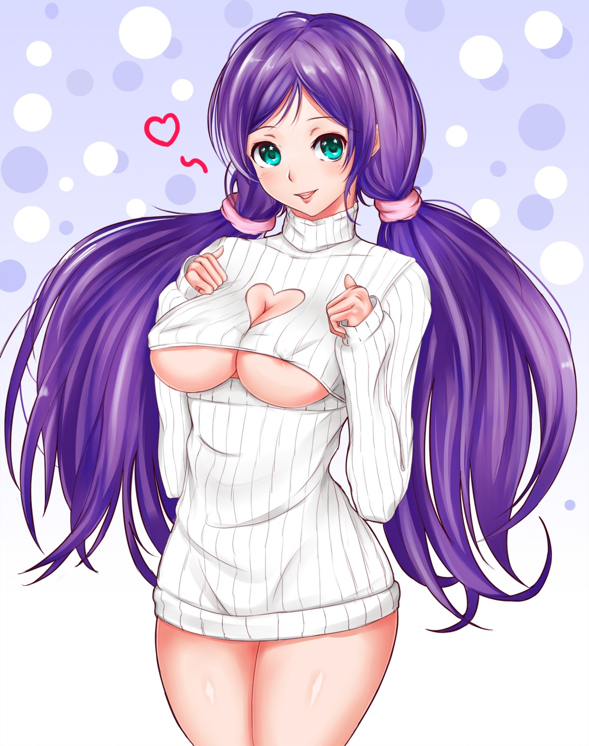 areola cleavage erect_nipples love_live! no_bra sweater toujou_nozomi underboob ytoy