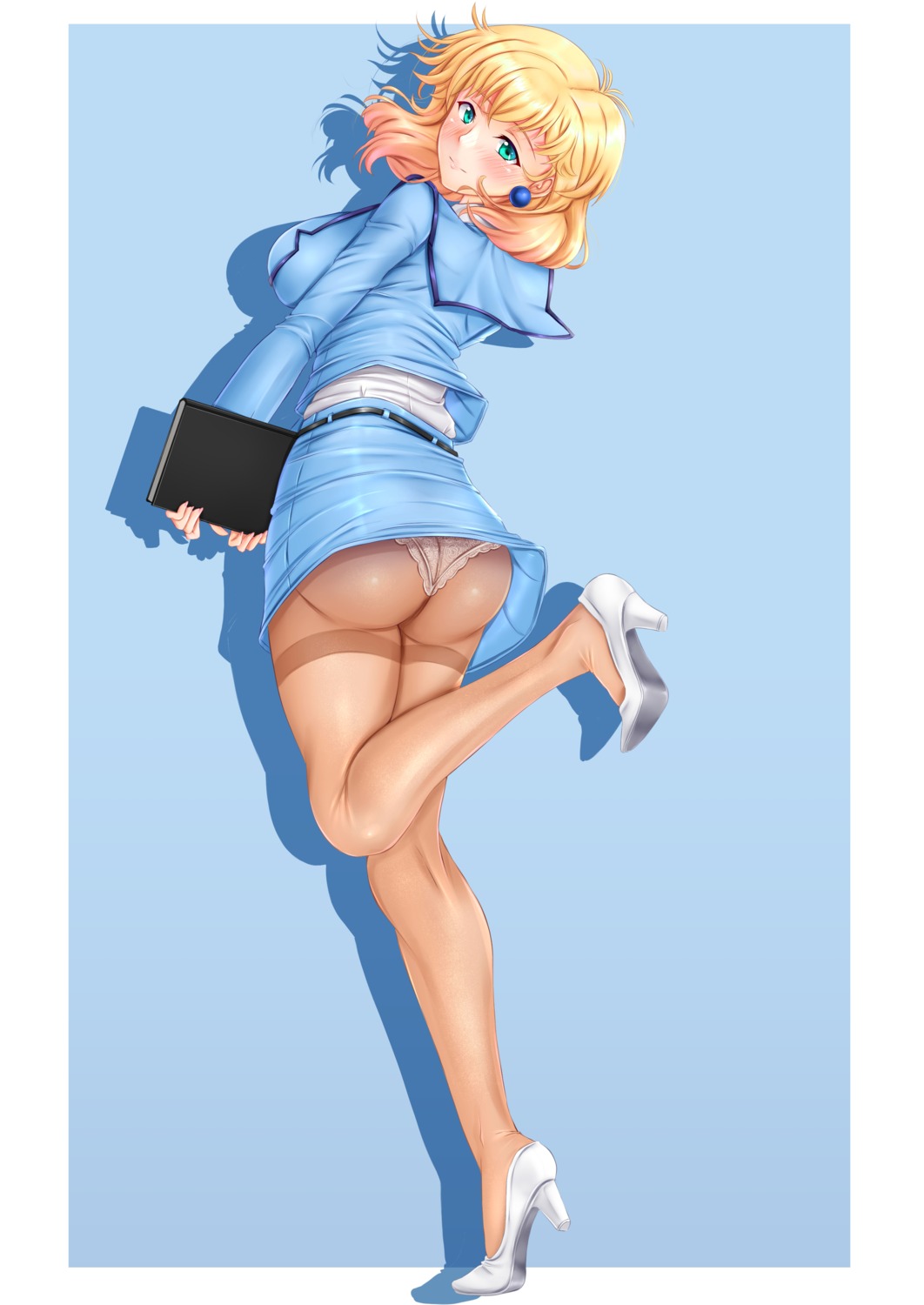 ass business_suit gundam gundam_0083 heels nina_purpleton pantsu pantyhose siki2046 skirt_lift