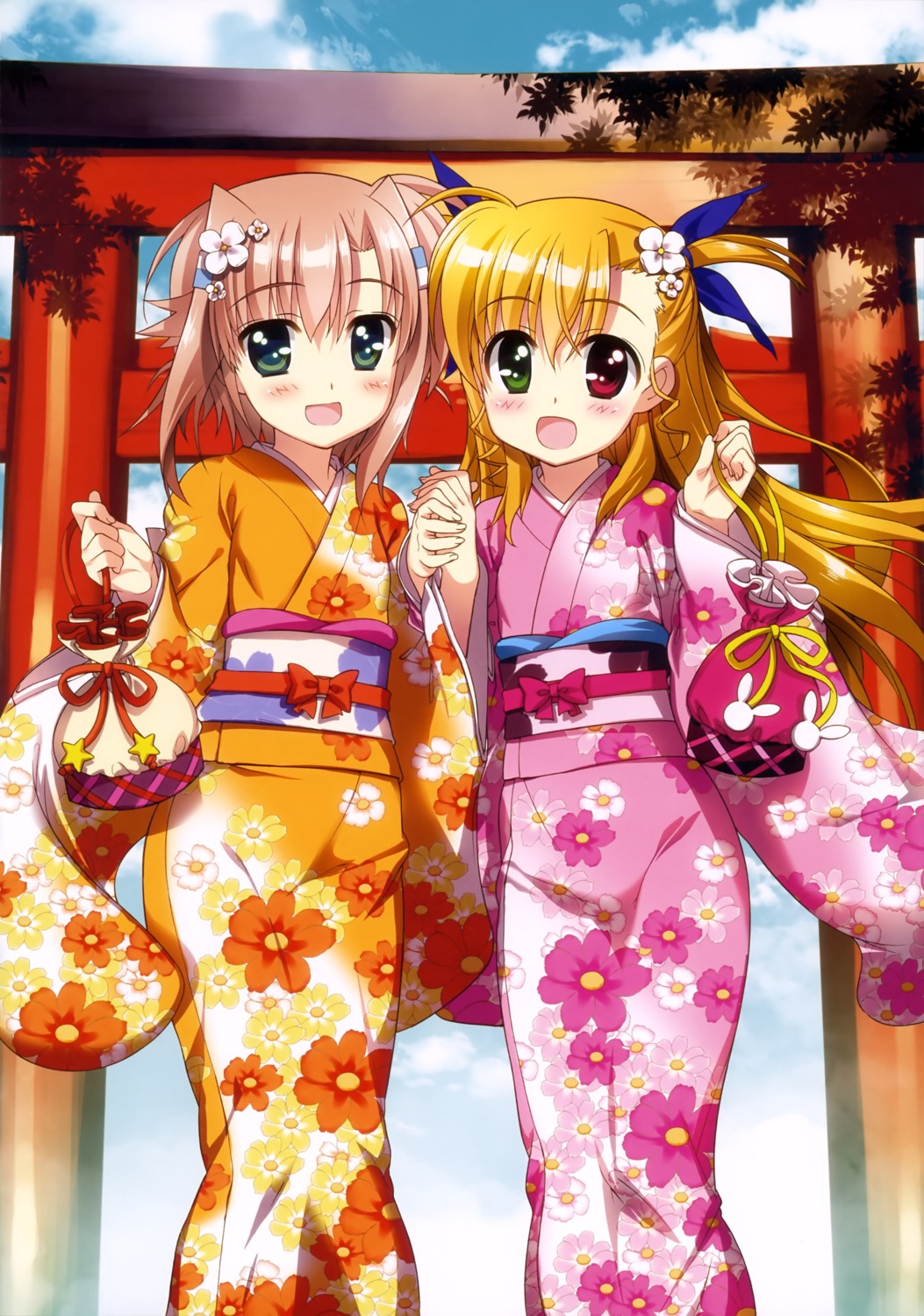 fujima_takuya heterochromia mahou_shoujo_lyrical_nanoha mahou_shoujo_lyrical_nanoha_vivid miura_rinaldi vivio yukata