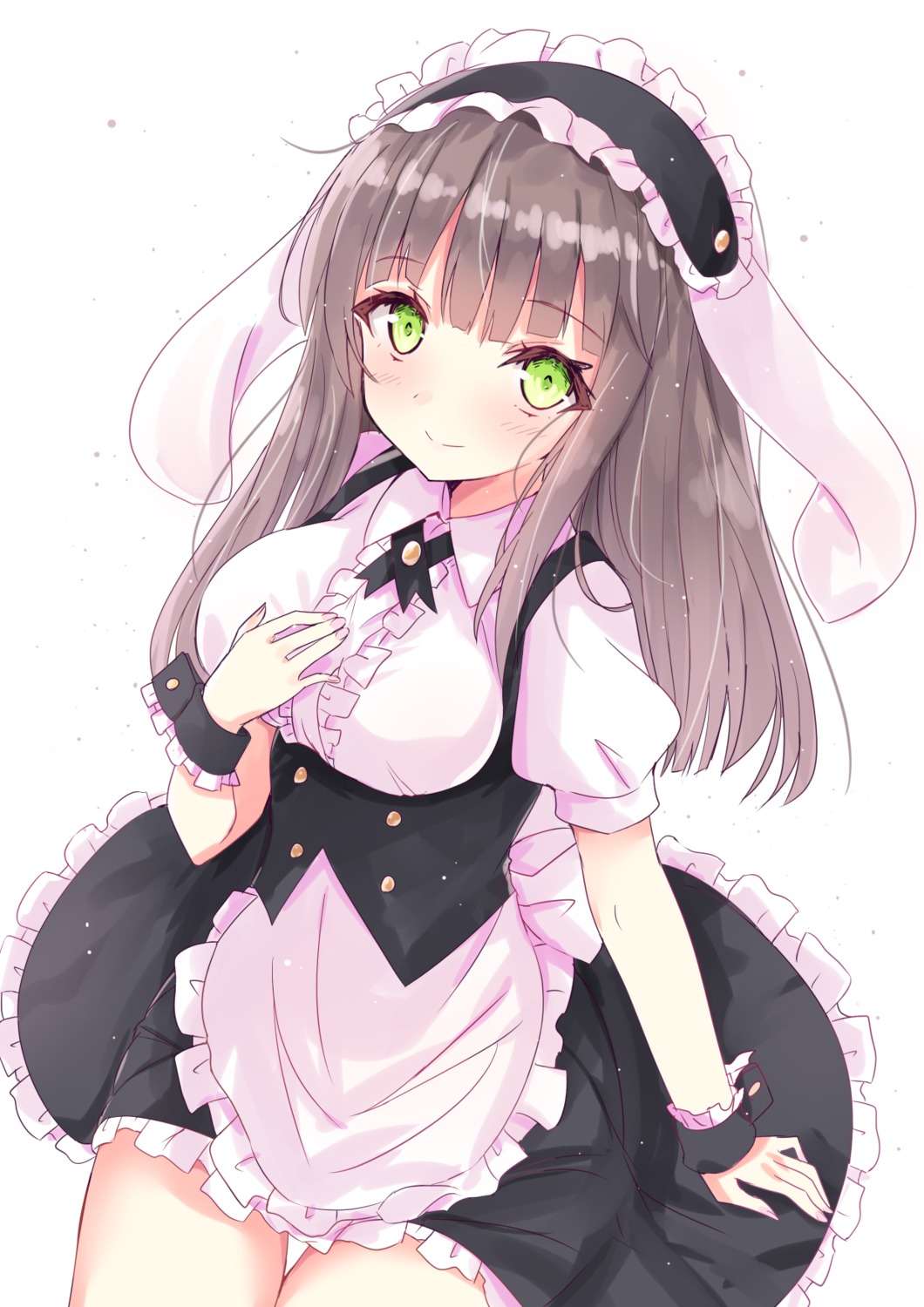 animal_ears bunny_ears gochuumon_wa_usagi_desu_ka? hizaka maid skirt_lift ujimatsu_chiya