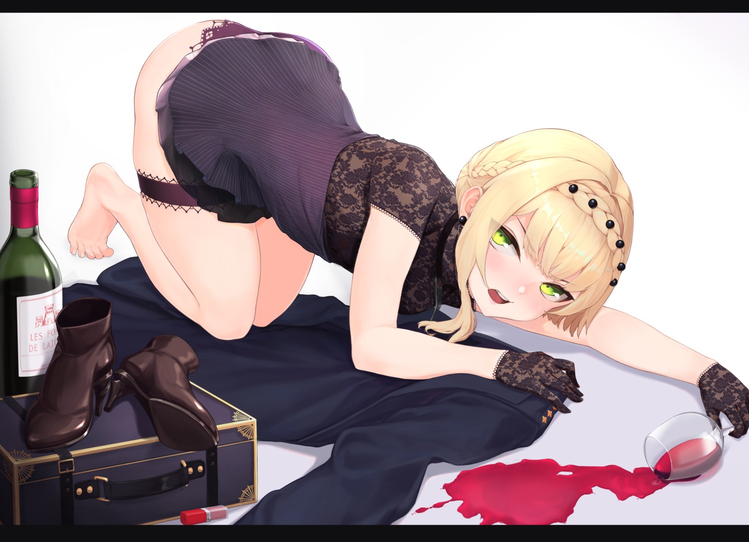 garter girls_frontline mari0ball pantsu skirt_lift welrod_mk2_(girls_frontline)