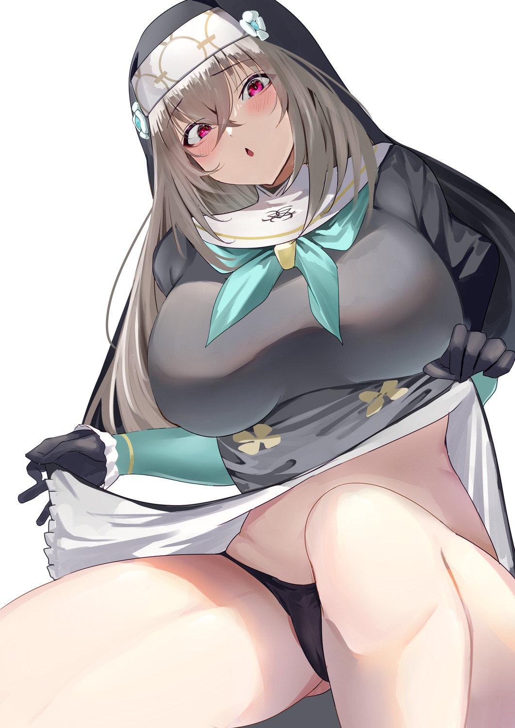 blue_archive namazu_(yamasonson) nun pantsu skirt_lift thong utazumi_sakurako