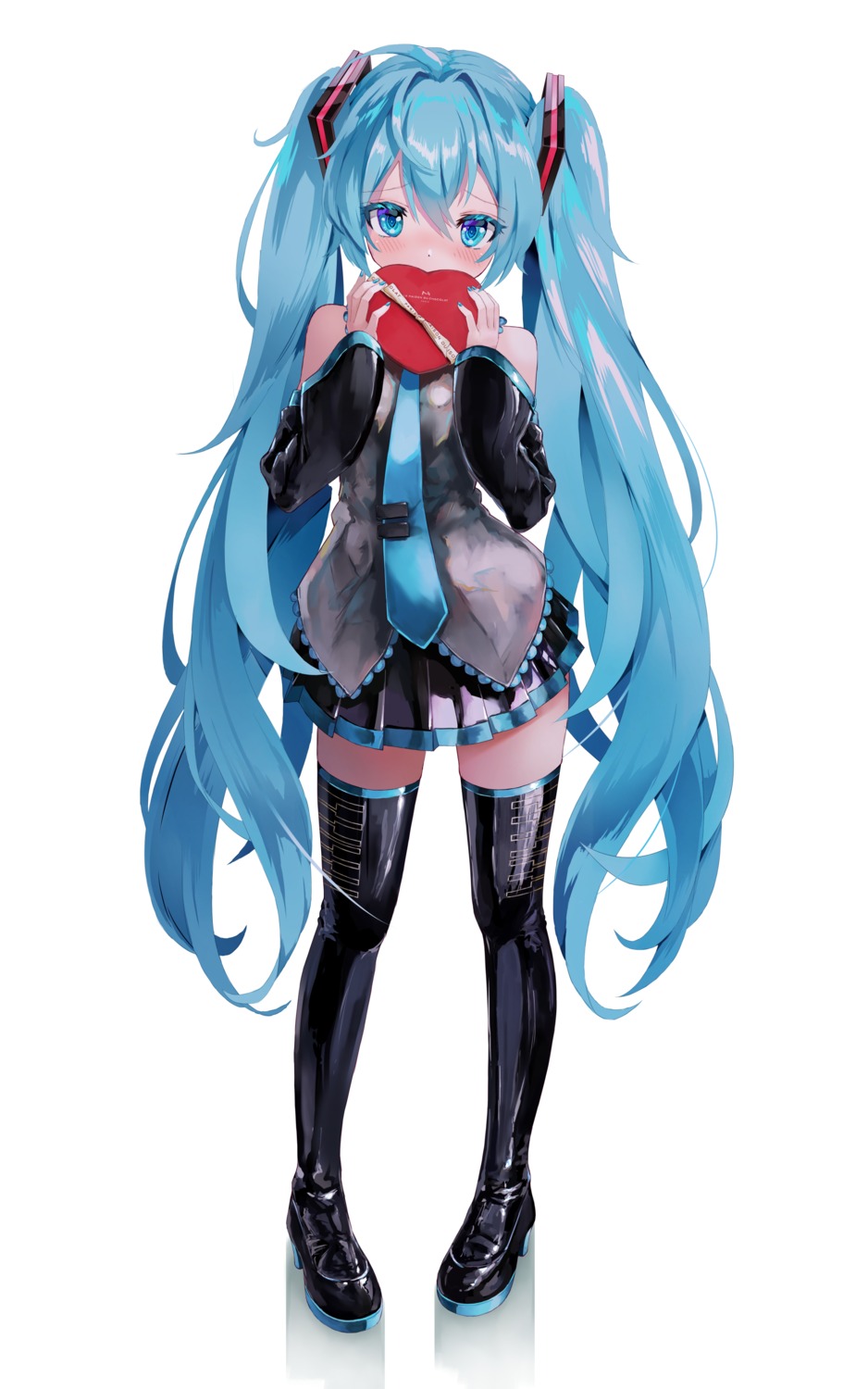 hatsune_miku heels takepon1123 thighhighs valentine vocaloid