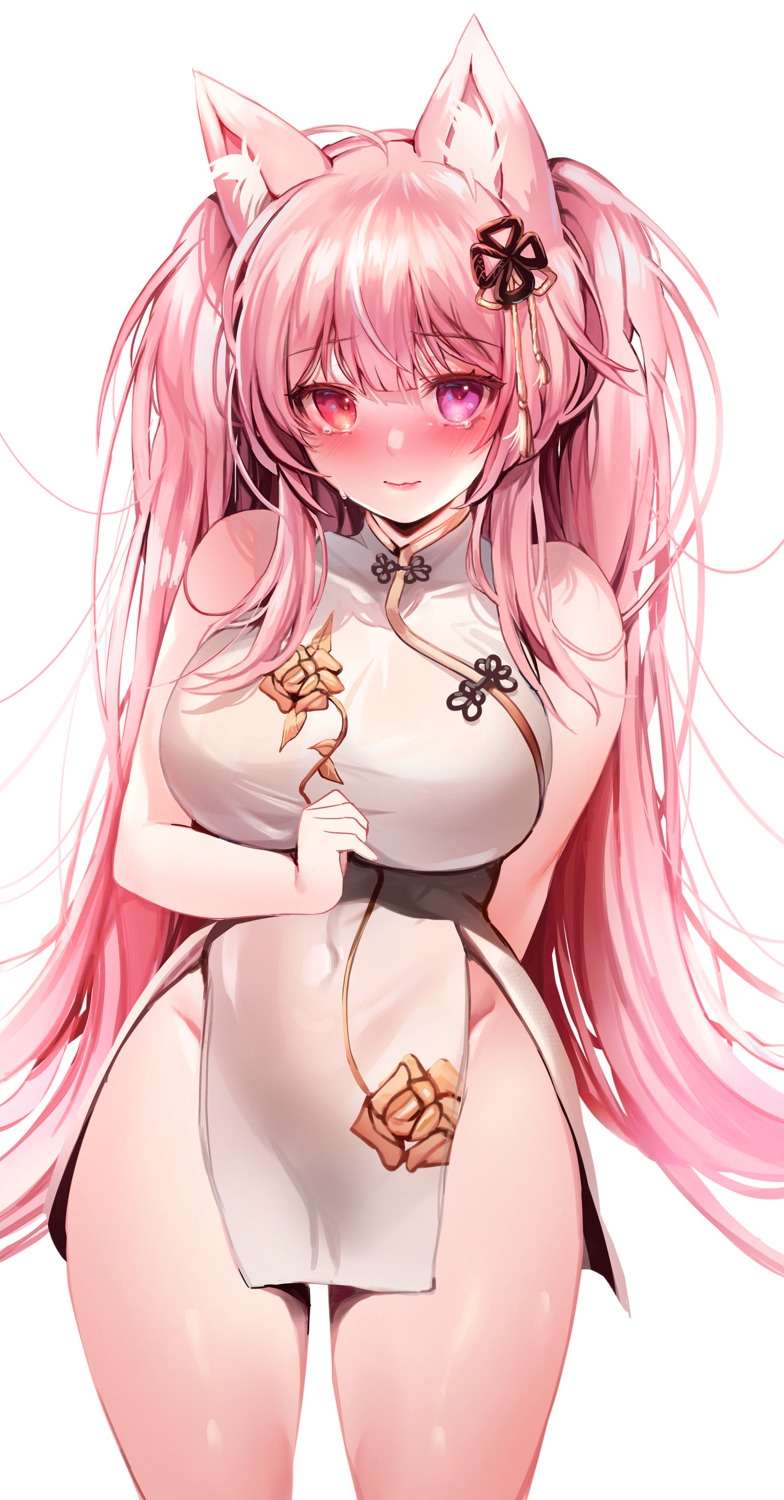 animal_ears chinadress heterochromia nekomimi nopan zerocat