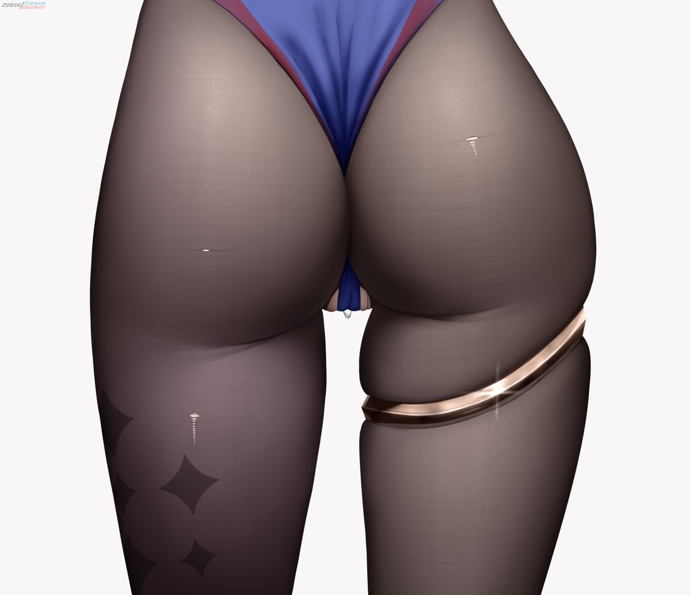 ass cameltoe garter genshin_impact leotard mona_megistus pantyhose torn_clothes z282g