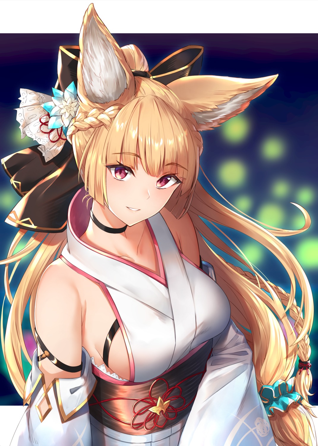 animal_ears gen_(gen7254) granblue_fantasy japanese_clothes no_bra yuisis_(granblue_fantasy)