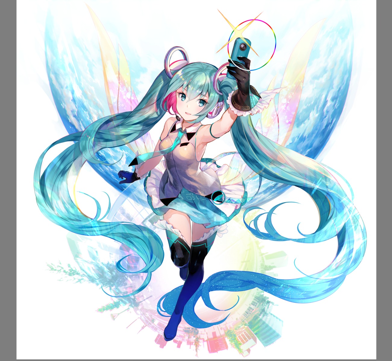 fuzichoko hatsune_miku headphones thighhighs transparent_png vocaloid