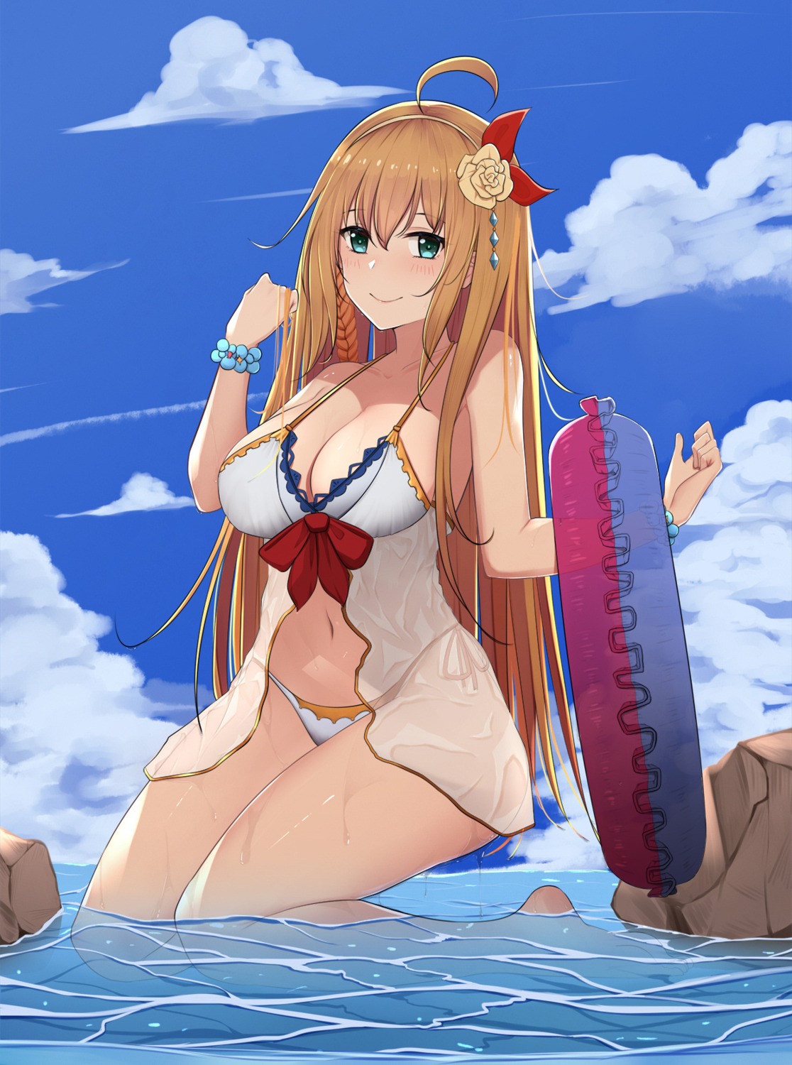 bikini cleavage l.tea pecorine princess_connect princess_connect!_re:dive see_through swimsuits wet wet_clothes