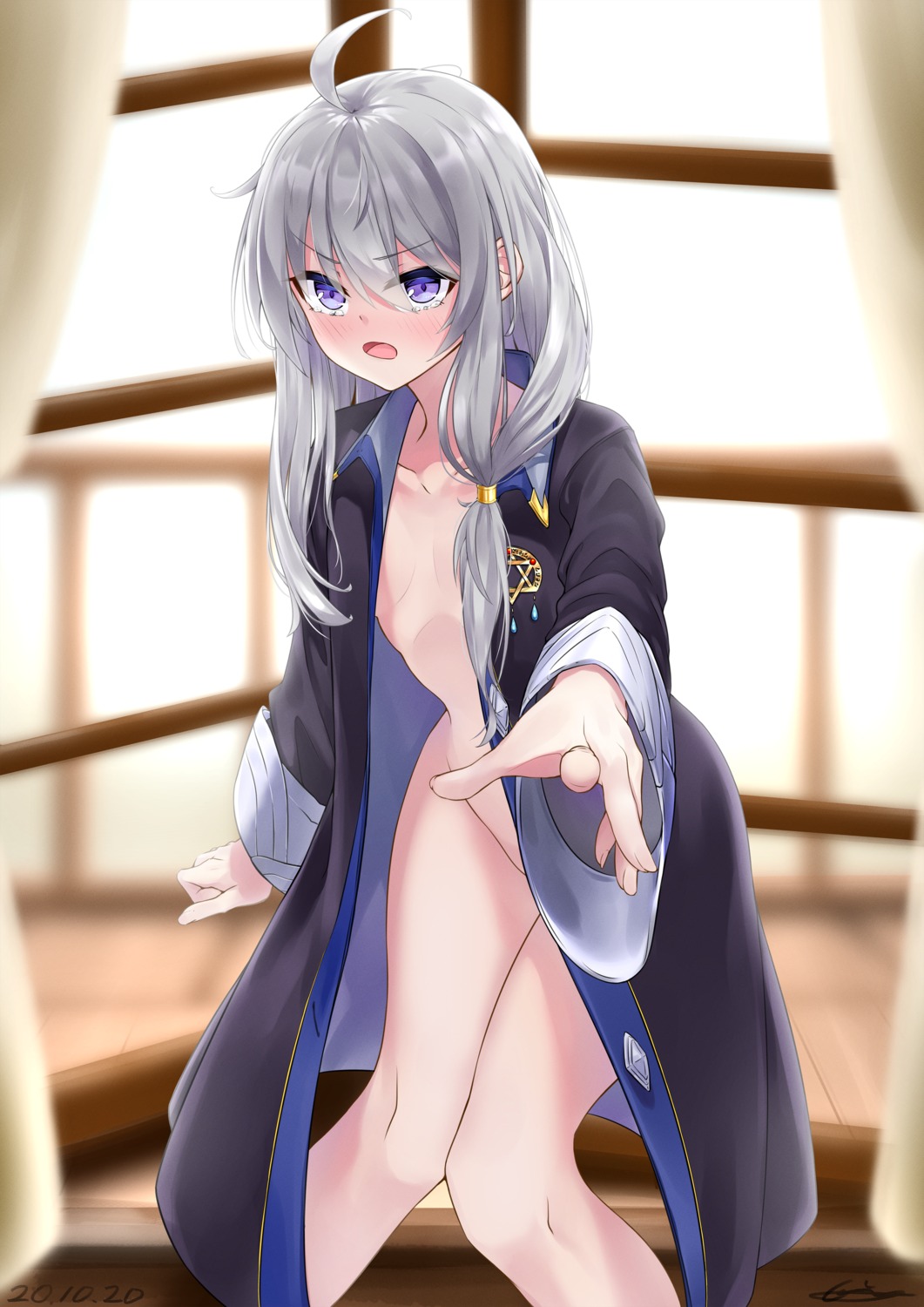 bottomless elaina_(majo_no_tabitabi) gin9684 majo_no_tabitabi naked_cape no_bra open_shirt