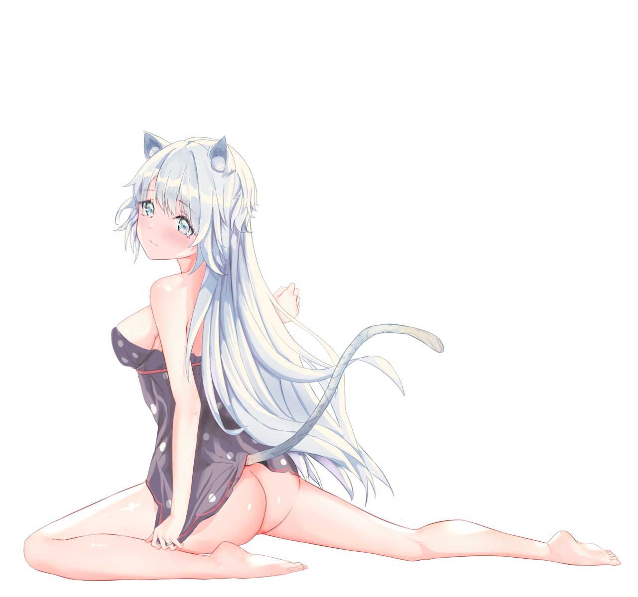 animal_ears ass dress laneigu no_bra nopan skirt_lift tail