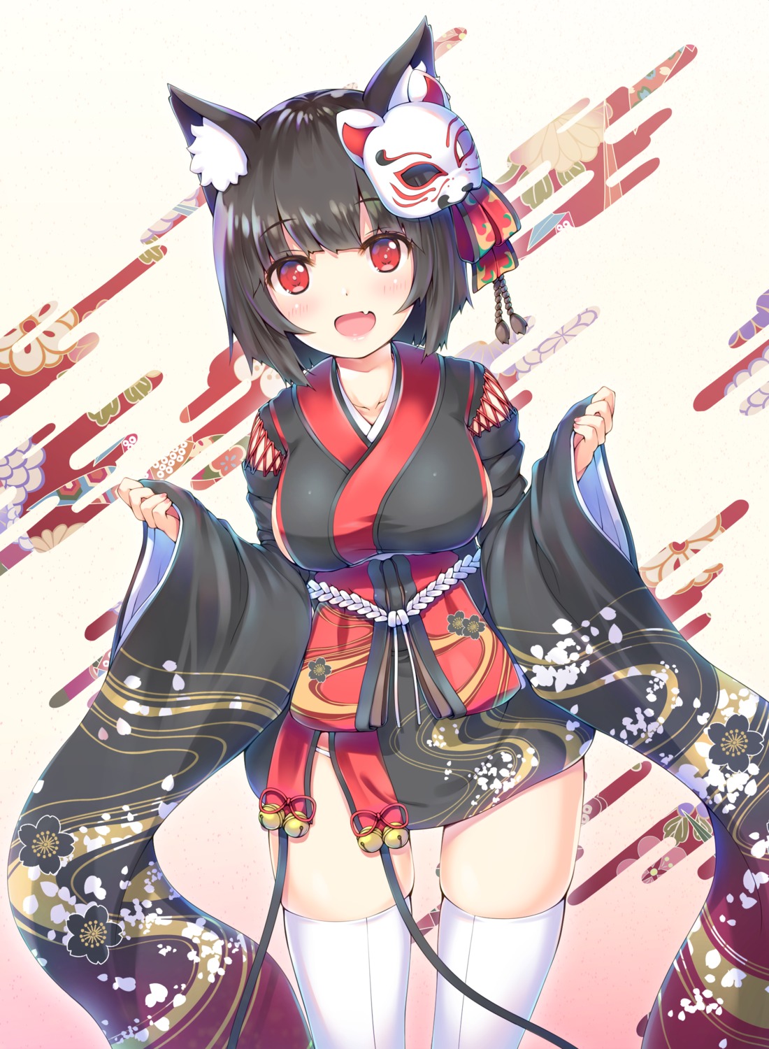 animal_ears azur_lane japanese_clothes nakazawa_aki thighhighs yamashiro_(azur_lane)