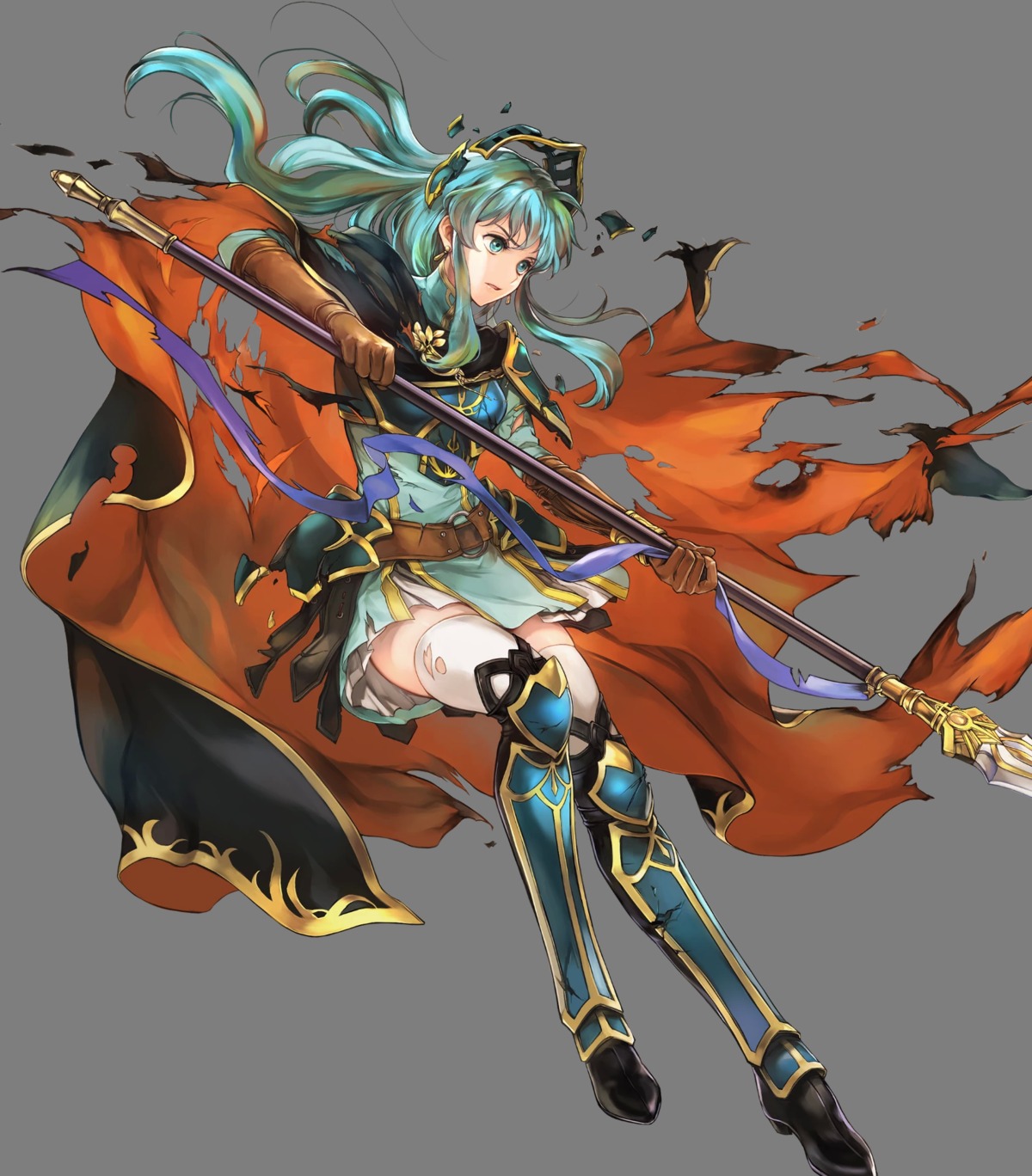 armor eirika fire_emblem fire_emblem:_seima_no_kouseki nintendo skirt_lift thighhighs torn_clothes wada_sachiko weapon