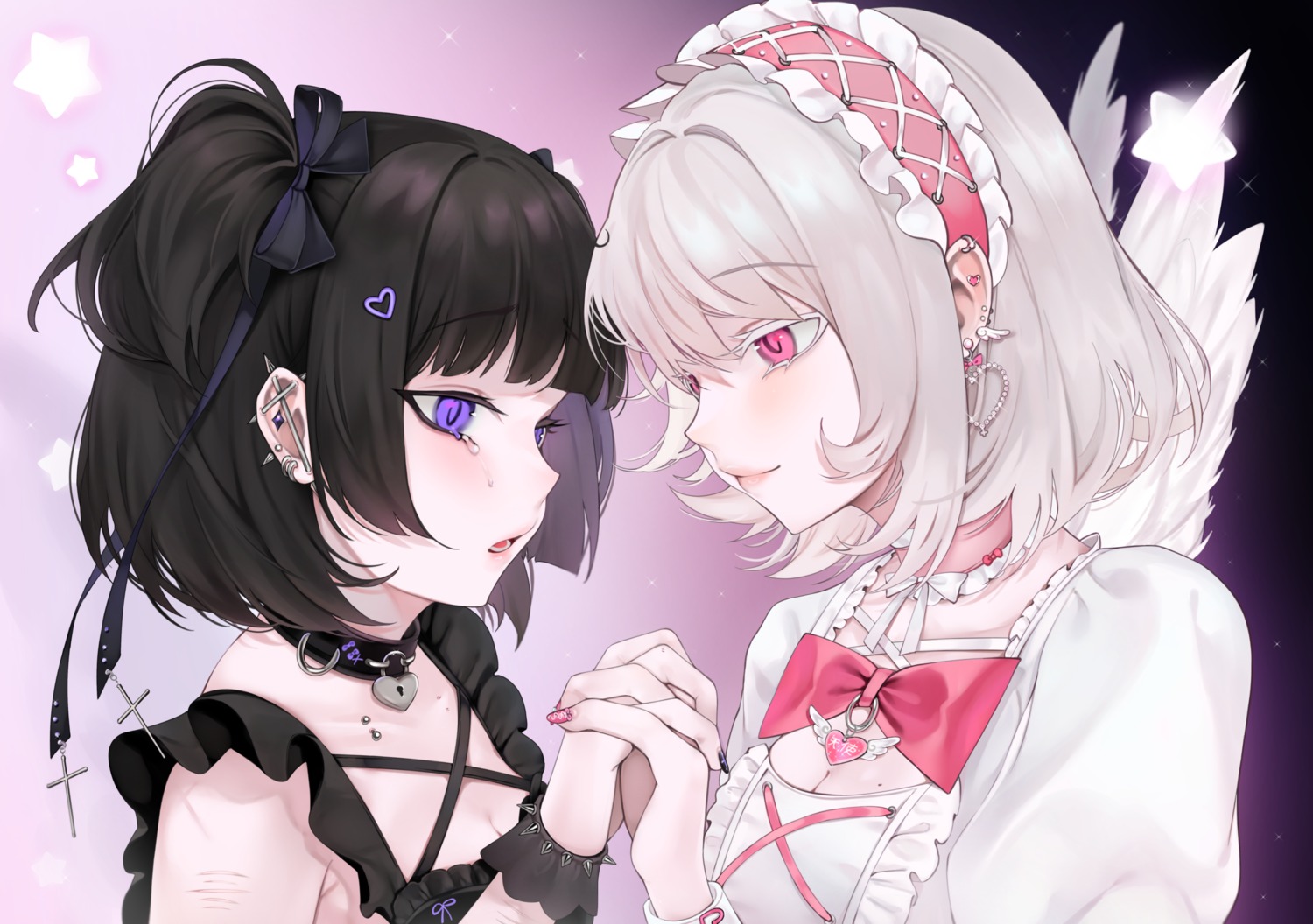 cleavage dress gothic_lolita lolita_fashion ompf wings yuri