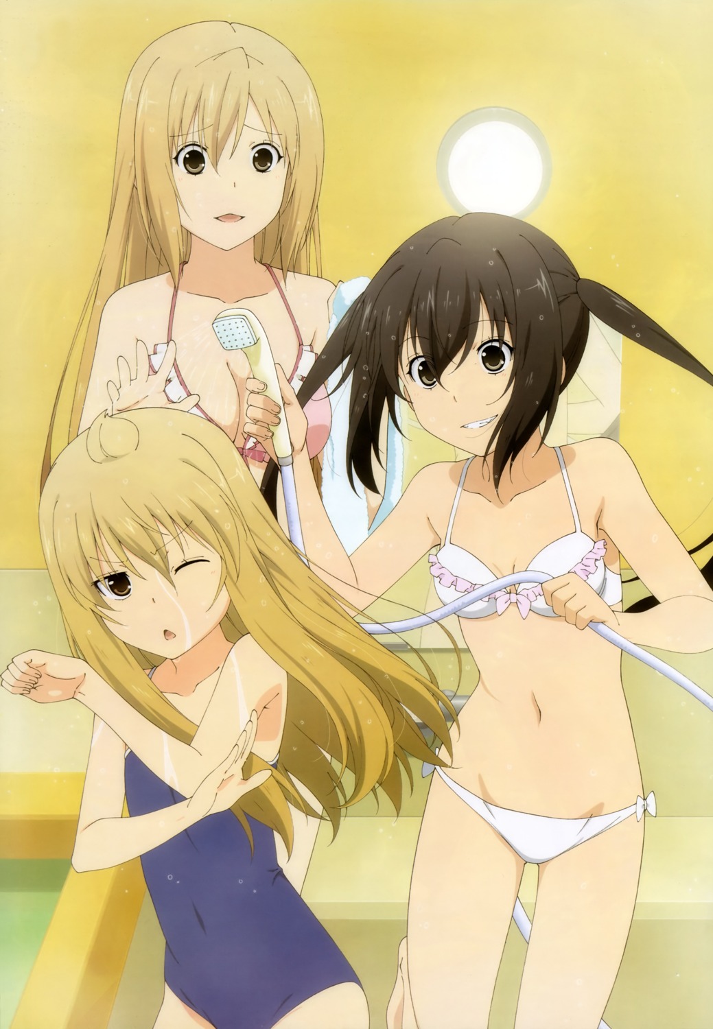 bathing bikini cleavage fujii_yui minami-ke minami_chiaki minami_haruka minami_kana satou_motoaki swimsuits