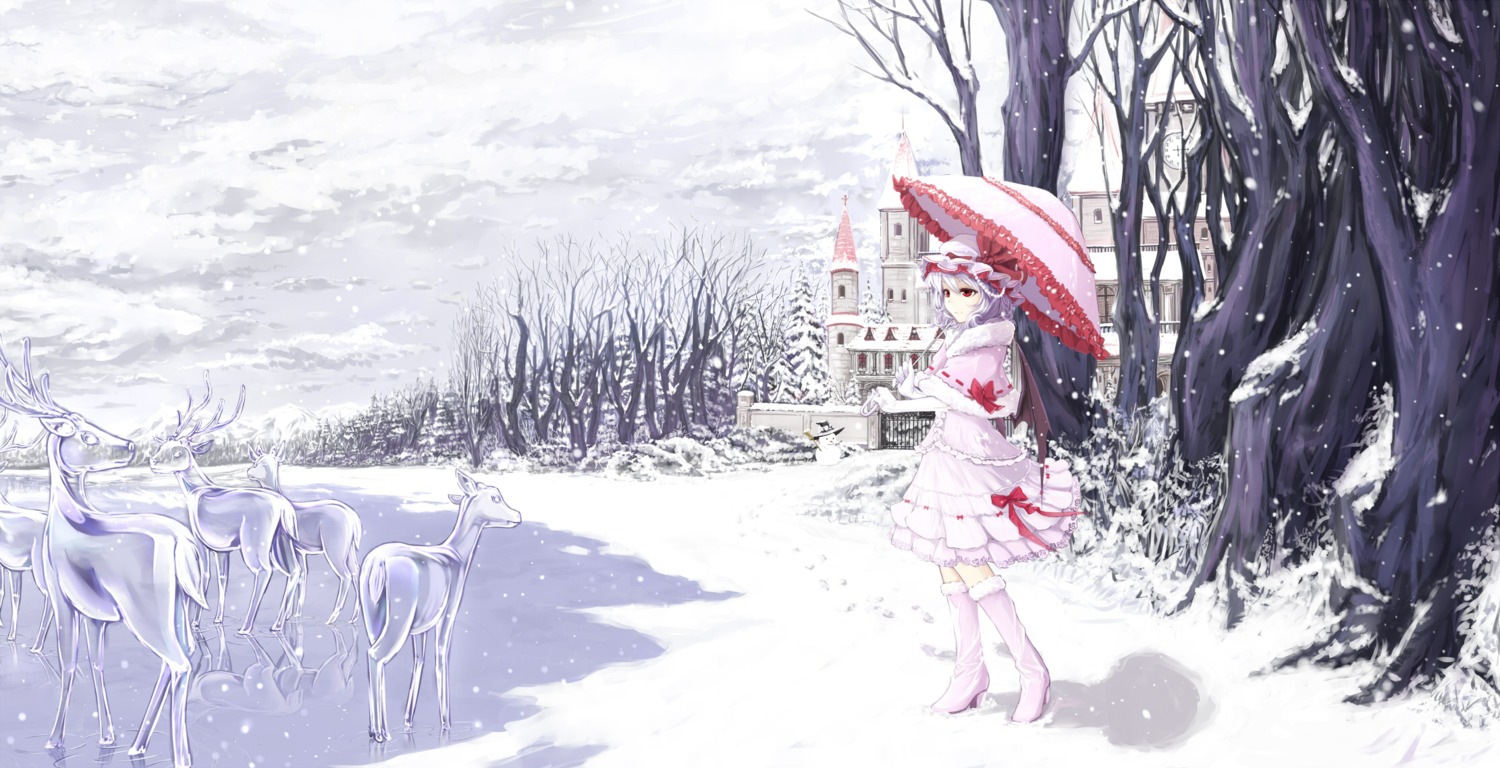 cloudy.r heels landscape remilia_scarlet touhou umbrella wings