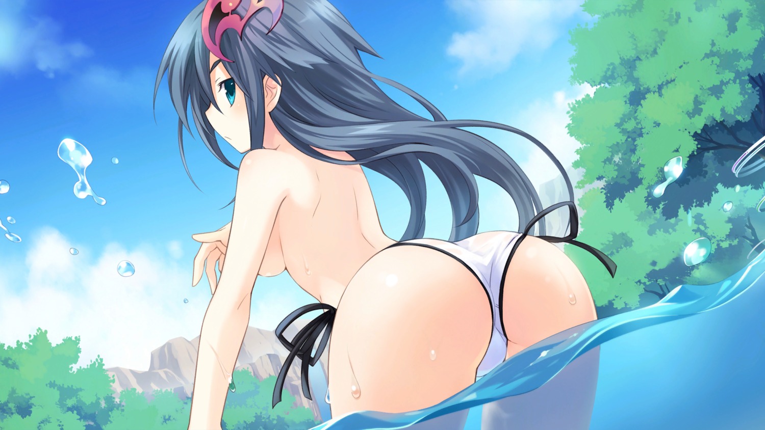 ass bikini choujigen_game_neptune game_cg nitroplus_(choujigen_game_neptune) shinjigen_game_neptune_vii swimsuits topless tsunako wet