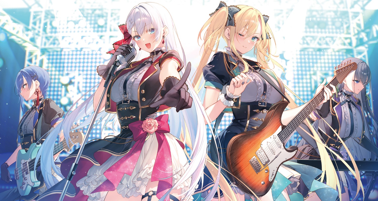 elfiné_phillet garter guitar regina_mercedes riselia_ray_crystalia sakuya_sieglinde seiken_gakuin_no_maken_tsukai toosaka_asagi uniform