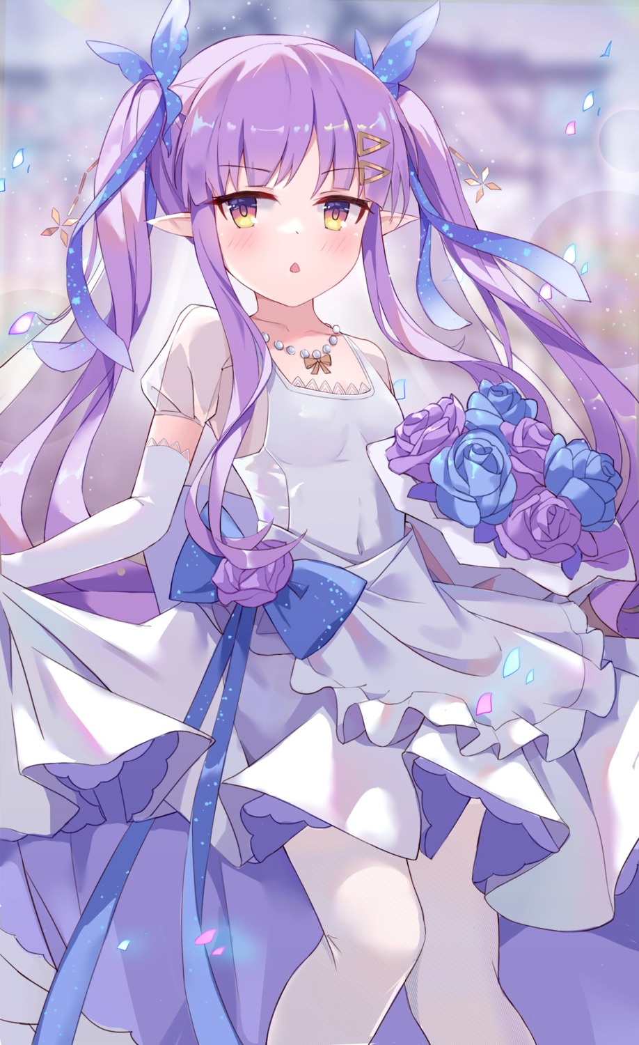 dress hikawa_kyouka no_bra pointy_ears princess_connect! princess_connect!_re:dive serika skirt_lift wedding_dress