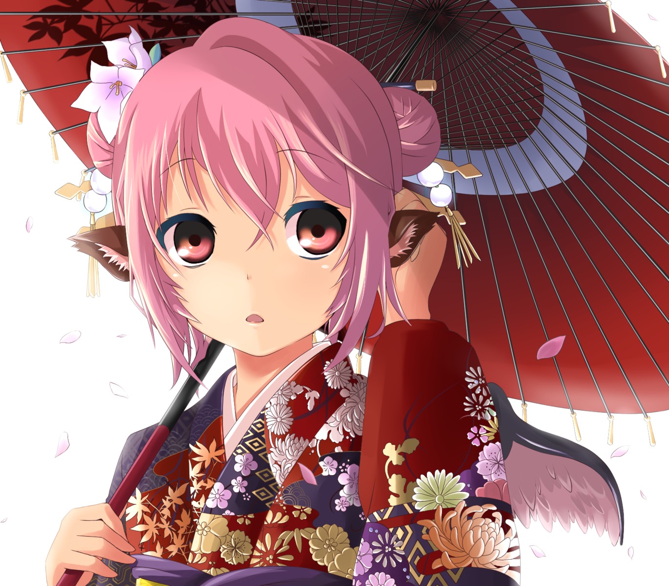 animal_ears kagari kimono mystia_lorelei touhou wings